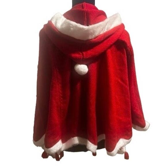 Plus Size Holiday Ugly Sweater Christmas Tree Hooded Pancho Cape Cloak - XXL - Picture 4 of 6